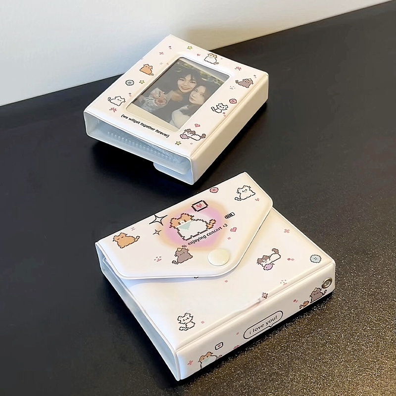 Pixel Cat album de carduri cu 40 compartimente, 20 pagini, copertă PVC, stil desen animat