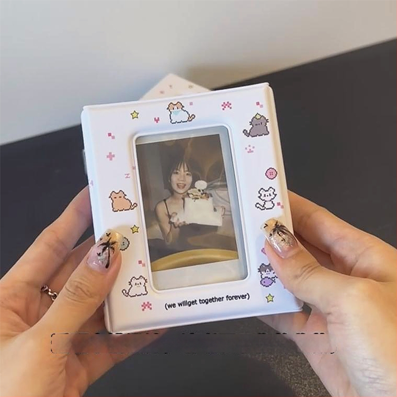 Pixel Cat album de carduri cu 40 compartimente, 20 pagini, copertă PVC, stil desen animat