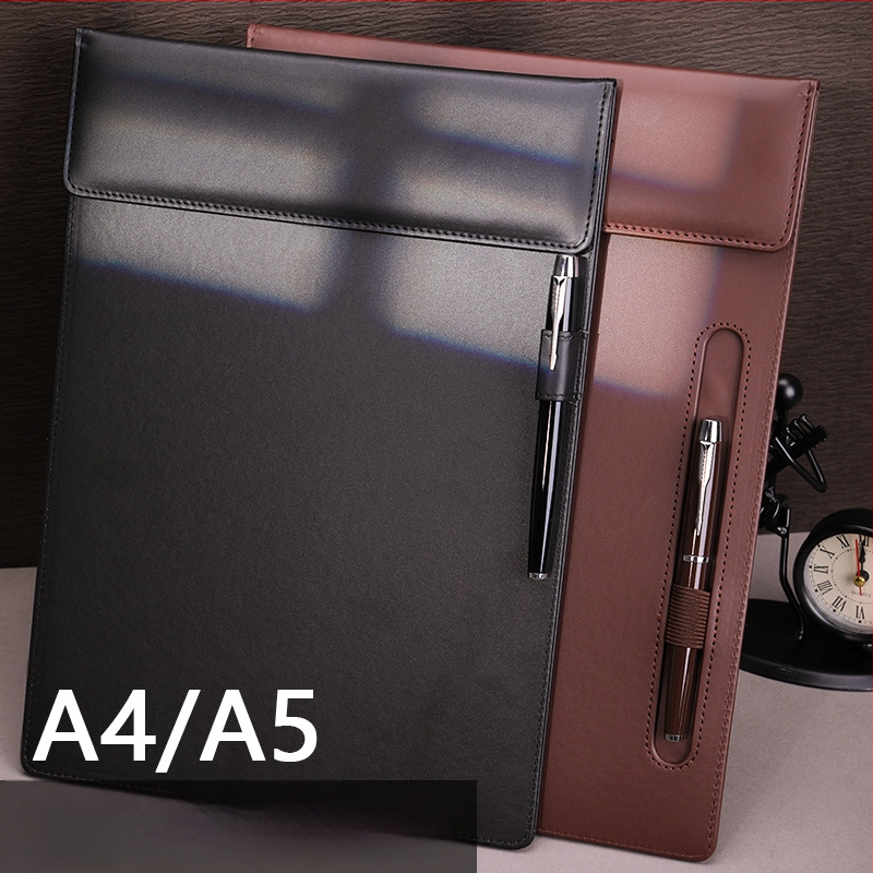 Clipboard de conferință din piele PU, format A4, cu suport magnetic pentru fișiere și suprafață de scriere; imprimare logo disponibil
