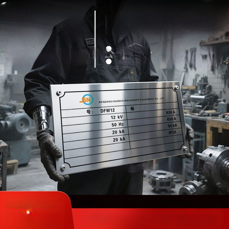 Plăci metalice pentru echipamente cu logo personalizat; materiale: oțel inoxidabil, aluminiu, alamă, acrilic sau PVC; plăci bicolor pentru branding și etichetare; marcare UV și serigrafie.