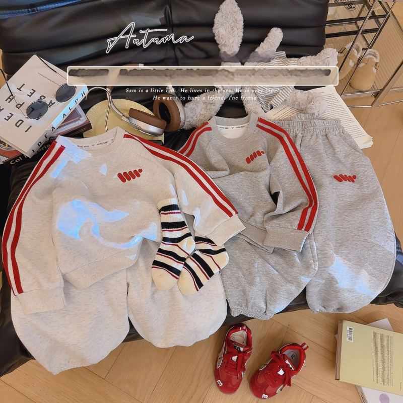 Baloo Bear Set copii de toamnă: hanorac și pantaloni cu broderie, două piese, pentru băieți și fete