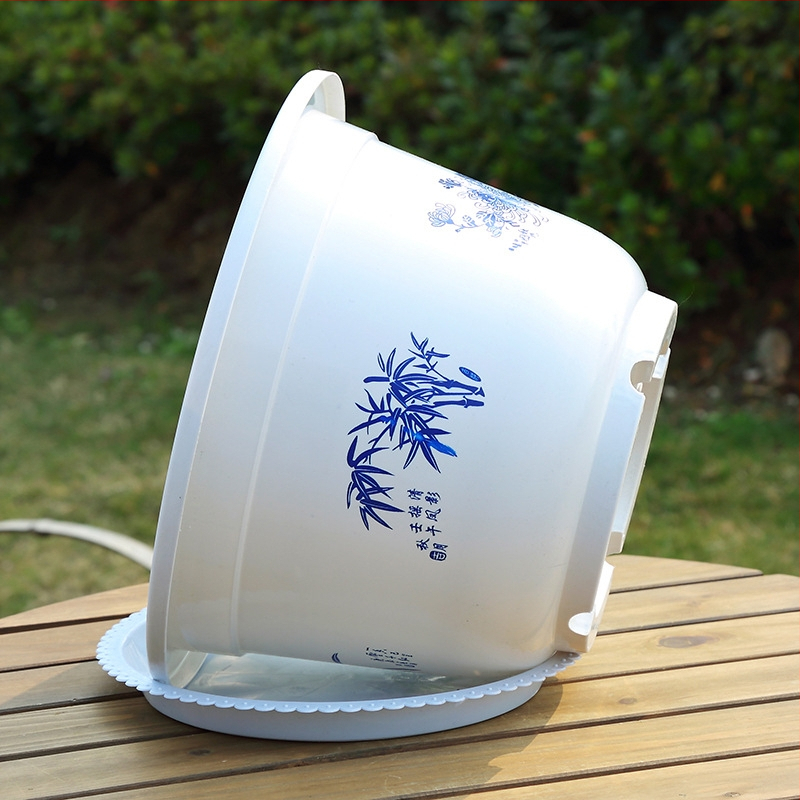 Ghiveci circular din plastic, mare, cu pereți groși, pentru balcon, pentru răsaduri și suculente