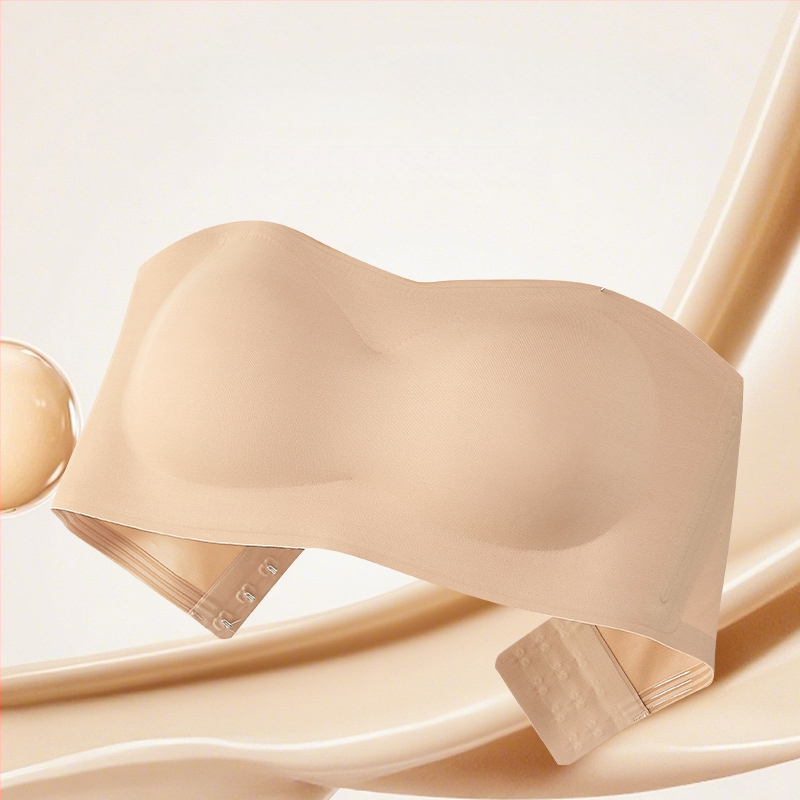 Bustier bandeau fără bretele, cu patru straturi antiderapante, pentru sâni mici, cupe detașabile