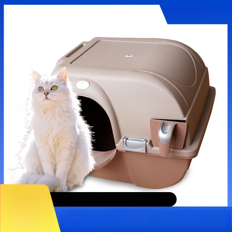 Cutie de nisip închisă pentru pisici, utilizare în casă, design anti-stropire