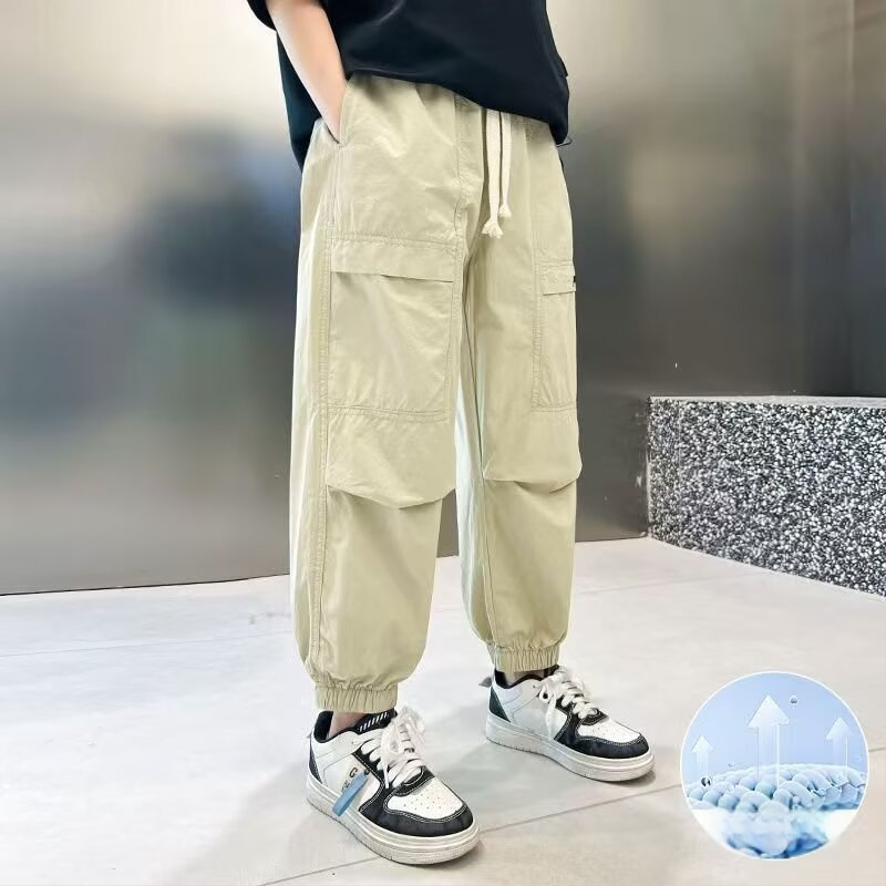 Pantaloni cargo anti țânțari pentru copii, vară ușori, nailon, stil casual