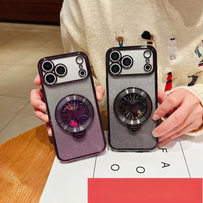 Carcasa Xiaomi compatibilă cu noile modele, cu stand, finisaj electroplatat cu sclipici, stil chinezesc festiv