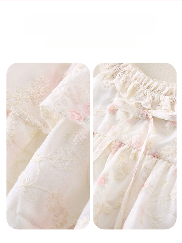 Rochie mov pentru fetițe mici, vară respirabilă, stil prințesă, bretele, imprimeu floral