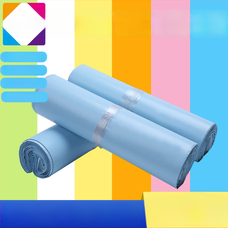 Saci express HDPE - groși, mari, culoare albastru gheață, ambalaj impermeabil, dimensiuni 20x35–50x60 cm, capacitate 0–15 kg, logo imprimat prin serigrafie, imprimare multicoloră, logo personalizabil