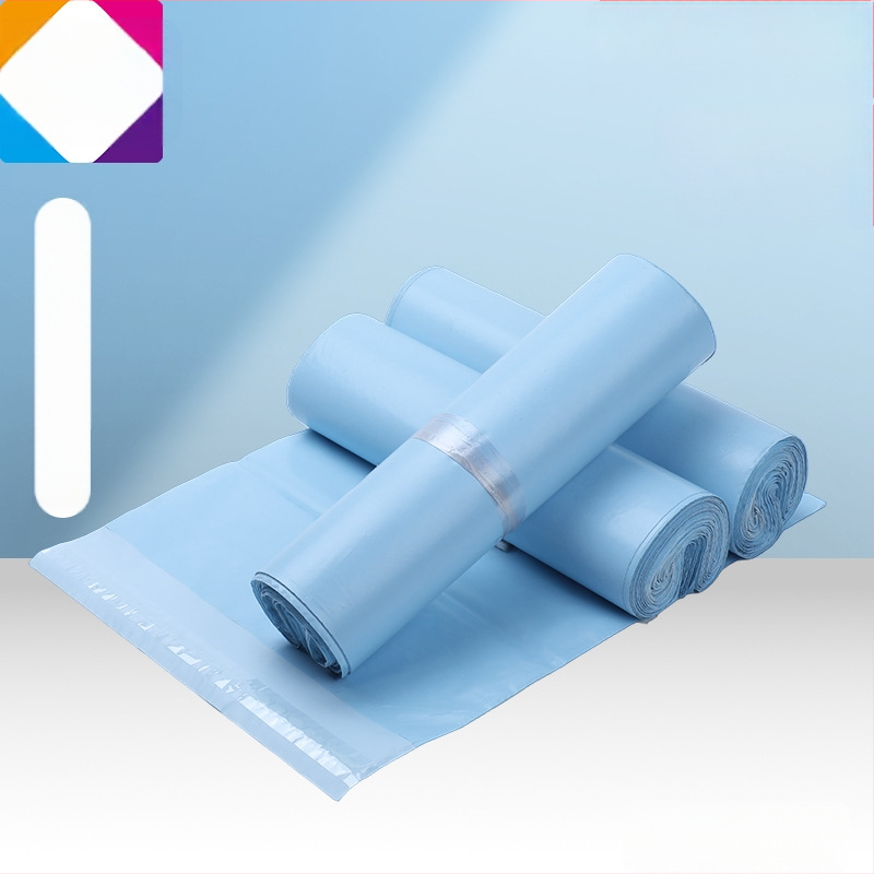 Saci express HDPE - groși, mari, culoare albastru gheață, ambalaj impermeabil, dimensiuni 20x35–50x60 cm, capacitate 0–15 kg, logo imprimat prin serigrafie, imprimare multicoloră, logo personalizabil