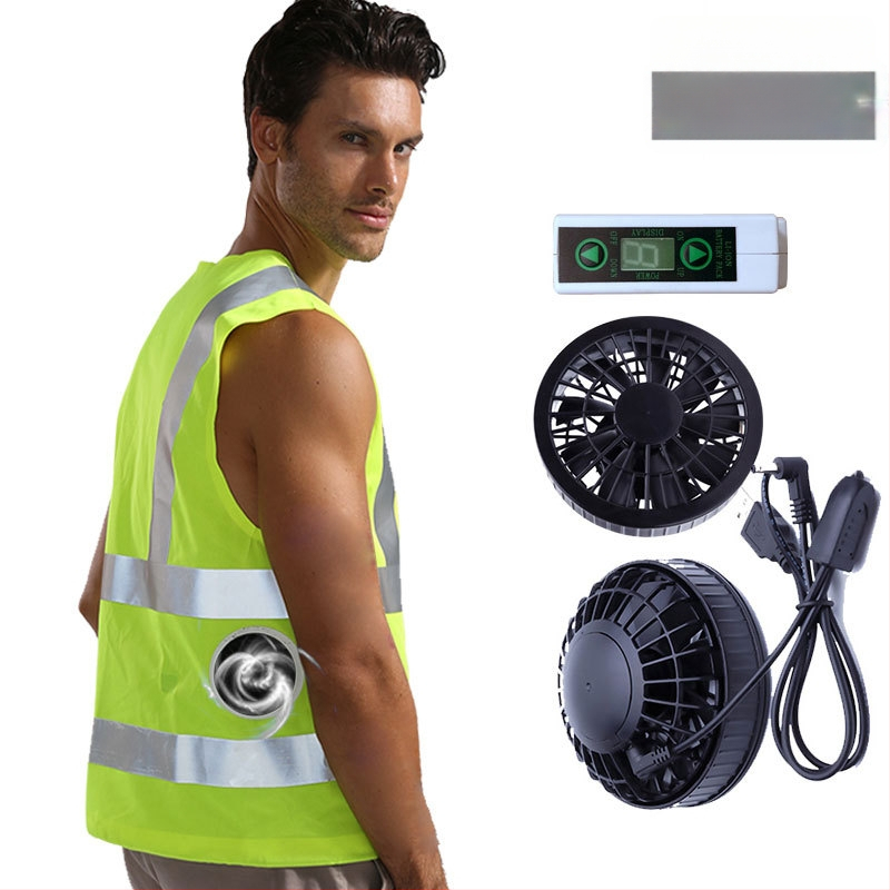 Îmbrăcăminte de vară cu ventilator pentru răcire, vestă reflectorizantă de siguranță și curea de siguranță pentru muncă în aer liber