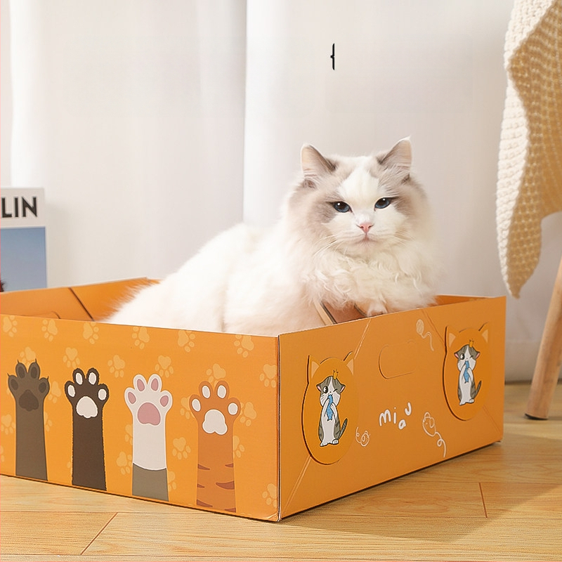 Cutie de nisip pentru pisici, de unică folosință, anti-strop, extra-large, pliabilă și portabilă, semi-închisă, pătrată, din carton