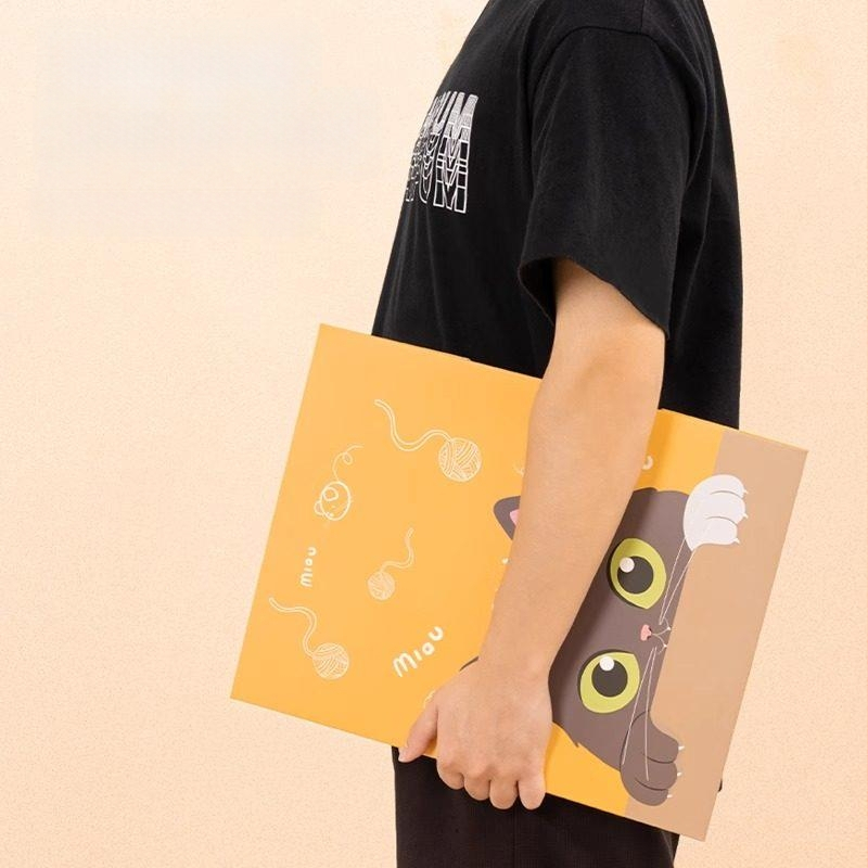 Cutie de nisip pentru pisici, de unică folosință, anti-strop, extra-large, pliabilă și portabilă, semi-închisă, pătrată, din carton