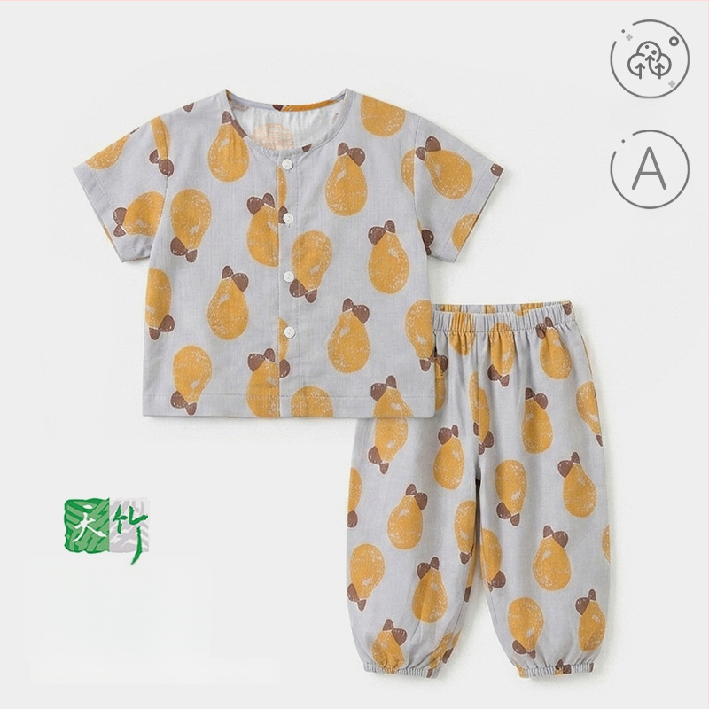 Set de pijamale de vară, două piese, pentru copii 0–3 ani, mâneci scurte, unisex, imprimeu cu desene animate