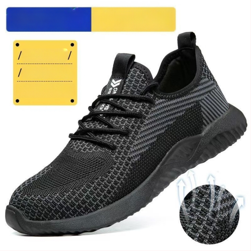 Pantofi de protecție pentru bărbați, vară, din țesătură respirabilă, anti-miros, rezistenți la șocuri și perforare, talpă ușoară, durabili și antiderapante