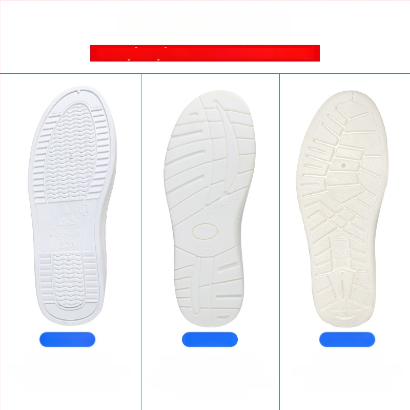 Pantofi anti-statți personalizabili pentru camere curate, albi, cu talpă SPU/PU/PVC, patru orificii pentru șiret