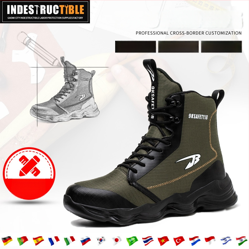 Ghete de protecție cu vârf din oțel, rezistente la lovire și perforare, bocanci de lucru înalți, protecție împotriva prafului și a vântului pentru uz industrial.