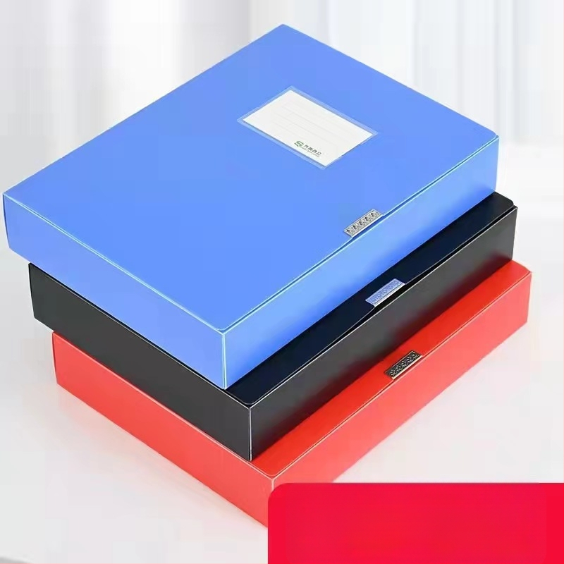 Cutie de documente A4 din plastic, albastră, pentru birou, personalizabilă