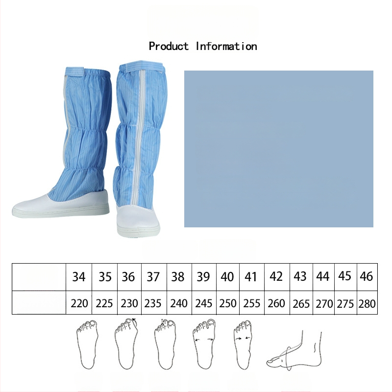 Pantofi botă anti-statice lungi personalizabili, talpă PU groasă, moale, plasă respirabilă, potriviți pentru spații curate, bocanci înalți, imprimare logo disponibil