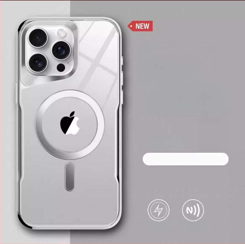 Carcasă magnetică de protecție pentru iPhone – transparentă, profil subțire