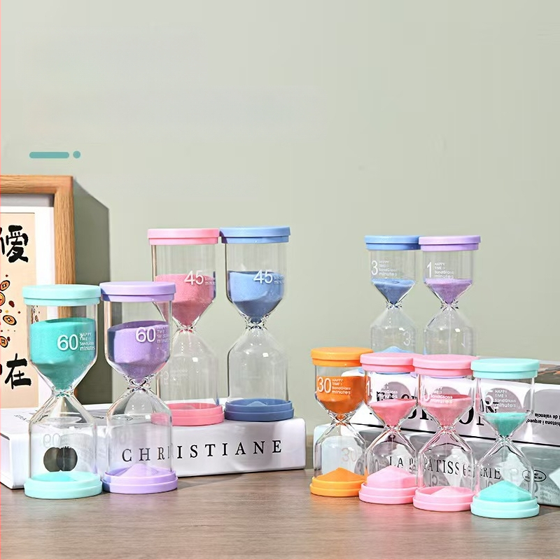 Cronometru din plastic în formă de macaron, clepsidră pentru copii, ornament creativ de timp, design modern minimalist