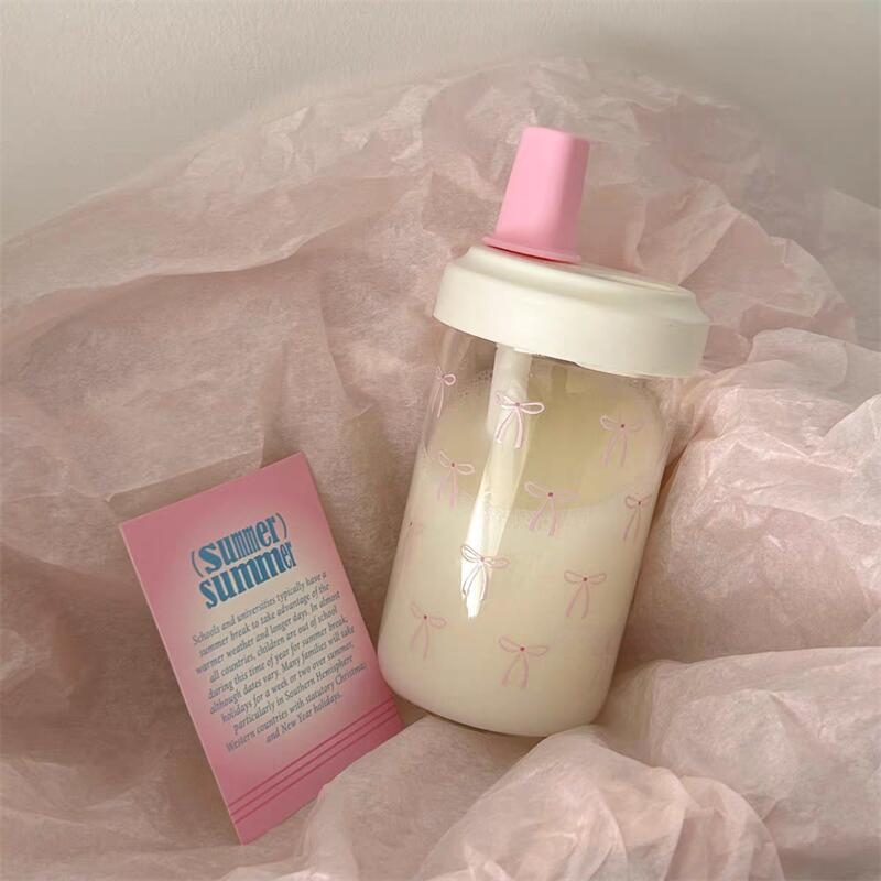 Cană pentru ceai cu perle, vară, cu tub gros, recipient plastic portabil, design minimalist 2025