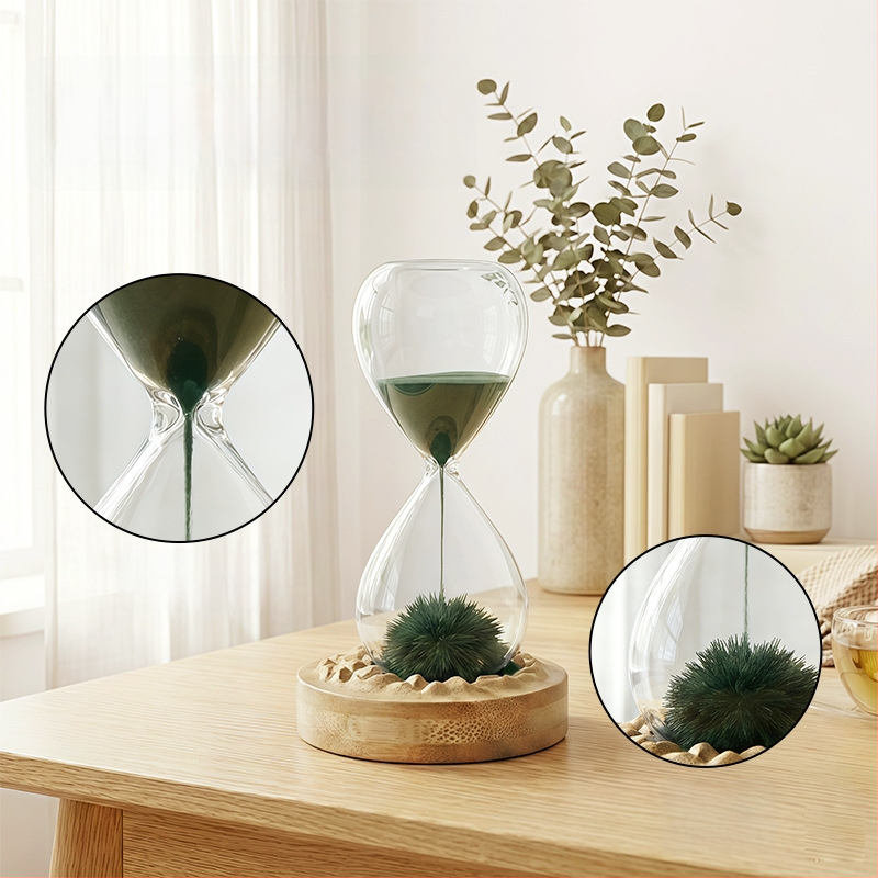 Clepsidră în stil nordic, cu funcție magnetică, din bambus, lemn și sticlă, ornament decorativ pentru birou și casă