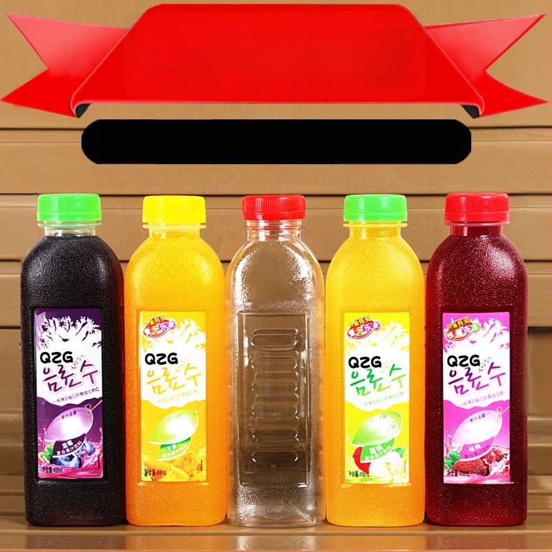 Sticlă PET transparent pătrată de 500 ml pentru băuturi cu capac, potrivită pentru miere, vin și suc, sticlă de probă