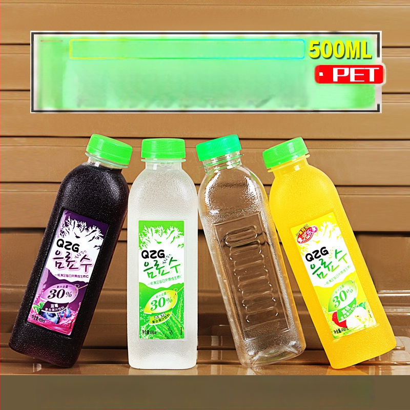 Sticlă PET transparent pătrată de 500 ml pentru băuturi cu capac, potrivită pentru miere, vin și suc, sticlă de probă