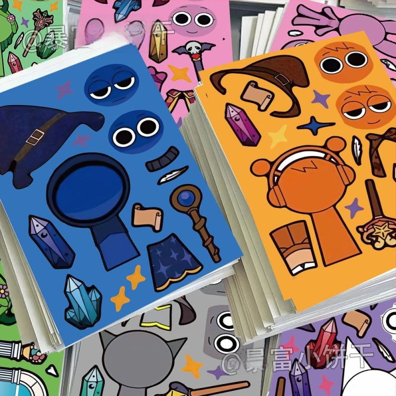 Rhythm Box Halloween autocolante pentru schimbarea feței, vrăjitoare drăguță, educaționale, lucrate manual