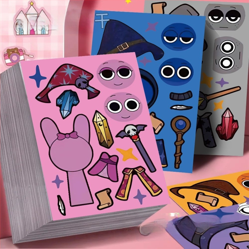 Rhythm Box Halloween autocolante pentru schimbarea feței, vrăjitoare drăguță, educaționale, lucrate manual