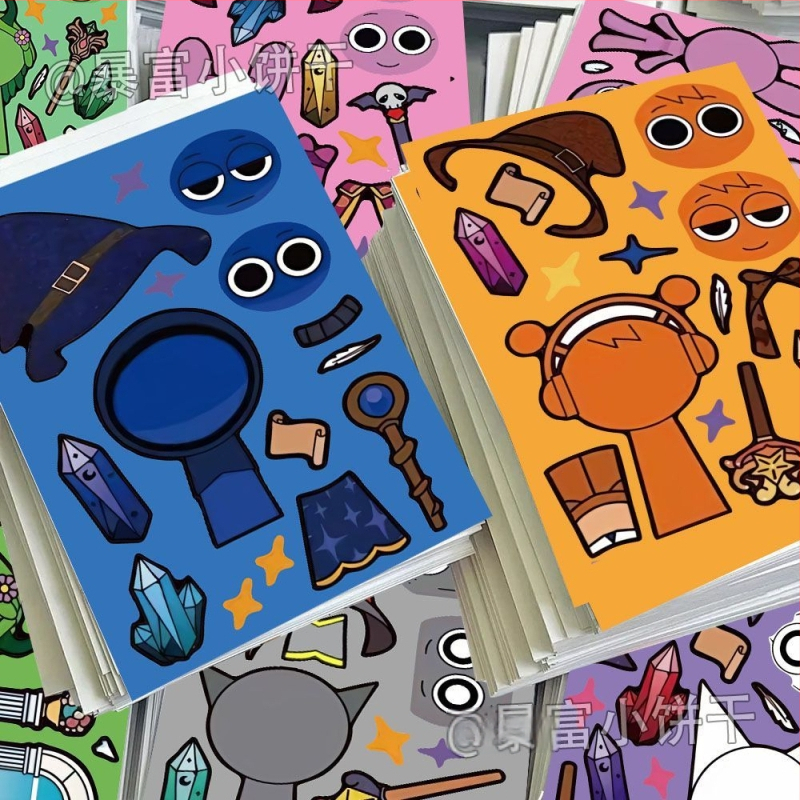 Rhythm Box Halloween autocolante pentru schimbarea feței, vrăjitoare drăguță, educaționale, lucrate manual