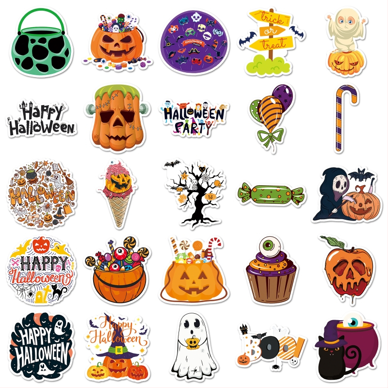 50 autocolante graffiti de Halloween, personalizate, personaje de desene animate horror, pentru bagaje și telefoane
