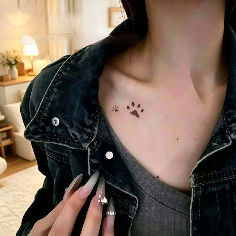 Abțibilduri tatuaj cu labă de pisică, care își schimbă culoarea în funcție de temperatură, impermeabile și rezistente la transpirație, stil drăguț, feminin, de durată