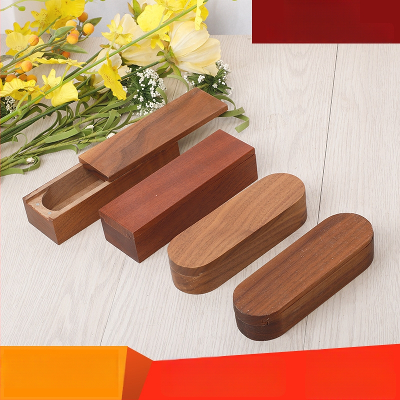 Cutie de ceai din lemn de nuc, pentru acasă și în călătorii, design plat