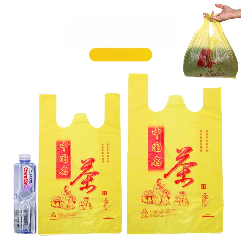 Geantă galbenă pentru ambalarea ceaiului, geantă tote din plastic, de mari dimensiuni