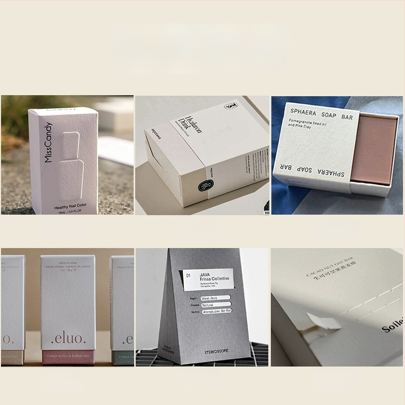 Cutie albă din carton pentru cadouri de machiaj – cutie-surpriză cu jucărie, imprimare cu temă ceai, imprimare în relief, cutie de deschidere prin rupere, personalizare în loturi mici