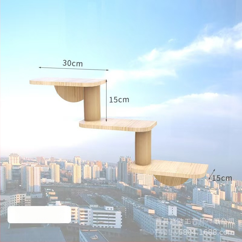 Platformă murală din lemn masiv pentru pisici, cu ventuze, design capsulă spațială, cadru de cățărare, fără găuri, montaj DIY