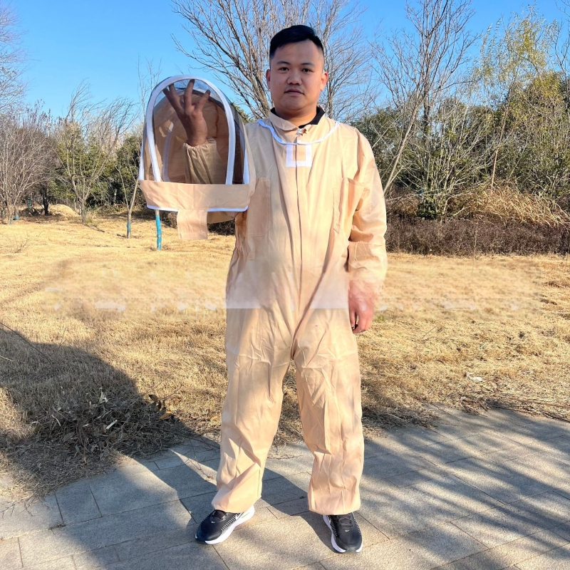 Salopetă de apicultură kaki, respirabilă, protecție împotriva înțepăturilor