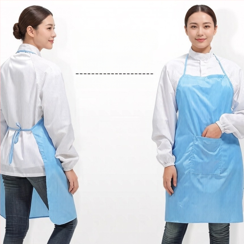 Șorț anti-static pentru fabrici și bucătării, șorț de protecție împotriva prafului pentru atelier, îmbrăcăminte de lucru curată.