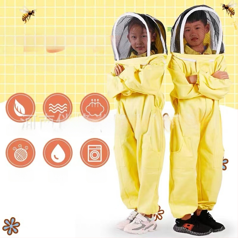 Costum de protecție din bumbac pentru copii — costum unic de apicultură pentru vizite la stupină