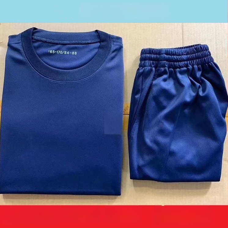 Set de antrenament pentru pompieri, albastru, tricou cu uscare rapidă, mânecă scurtă