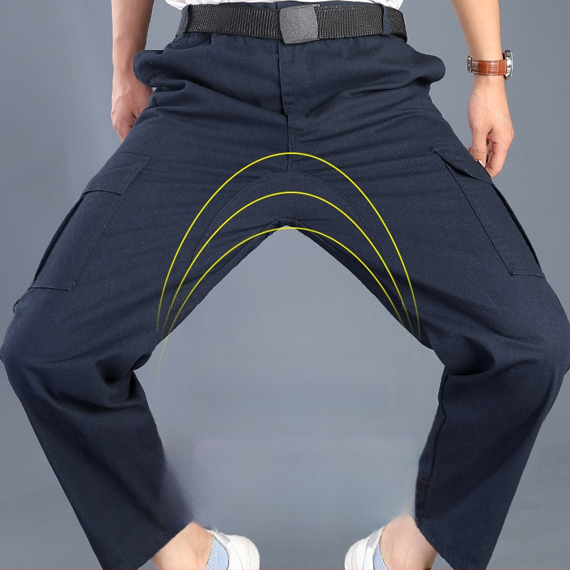 Pantaloni de lucru pentru bărbați din bumbac, cu inserție suplimentară, croi drept, lejer, durabili, pentru sudură, protecție împotriva arsurilor