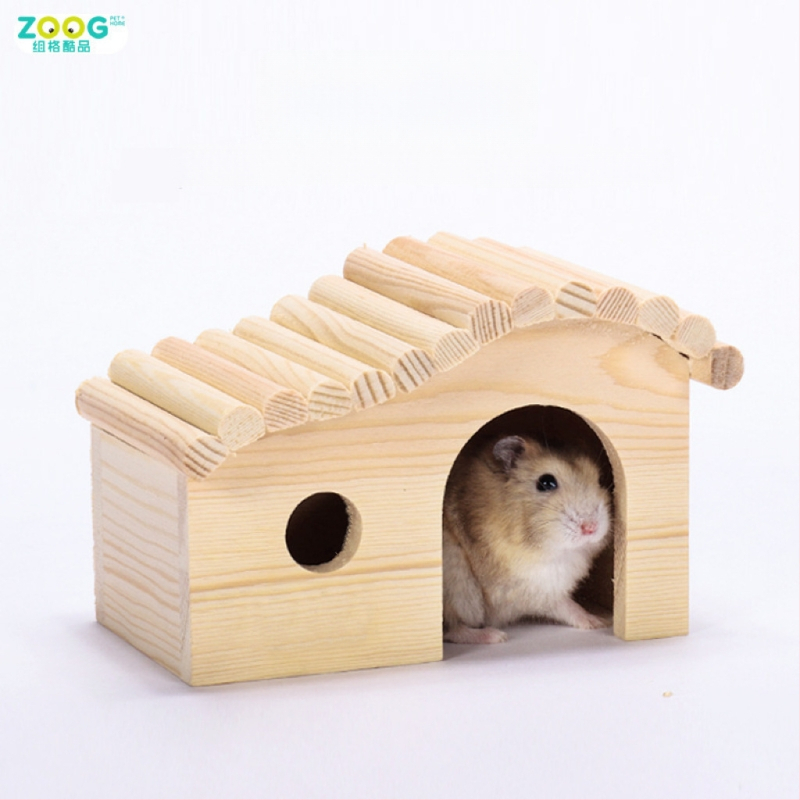 Jucărie din lemn pentru hamster, casă forestieră, cuib de dormit și turn de observație
