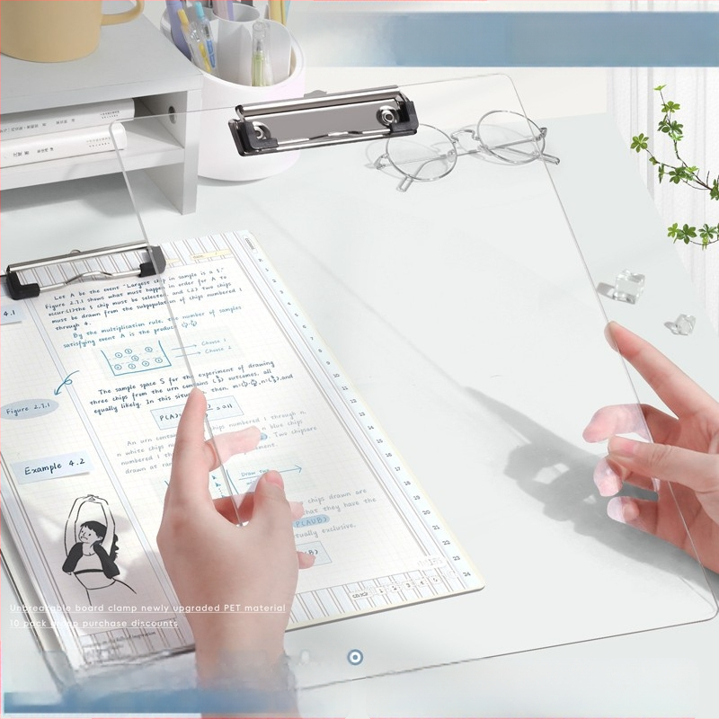 Clipboard din acrilic transparent A4 - versiune verticală, pentru documente, meniuri și notițe, design simplu