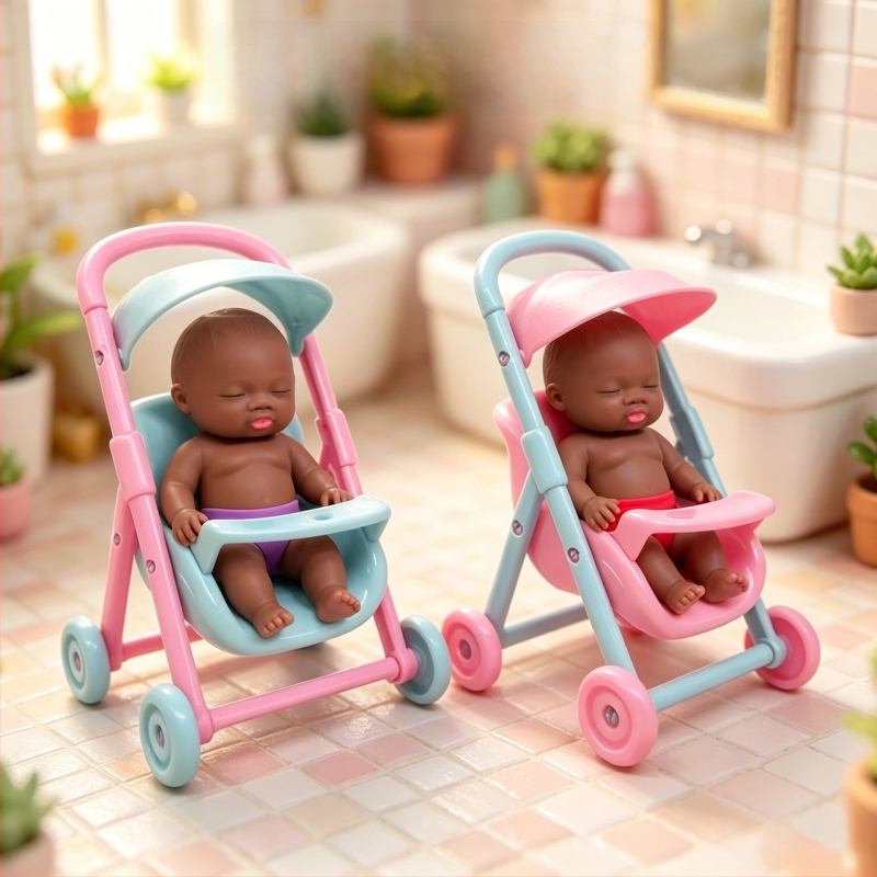 Mini căruț pentru păpuși cu accesorii pentru hamster pentru joacă de rol