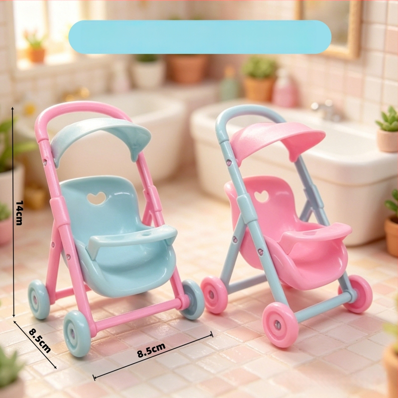 Mini căruț pentru păpuși cu accesorii pentru hamster pentru joacă de rol
