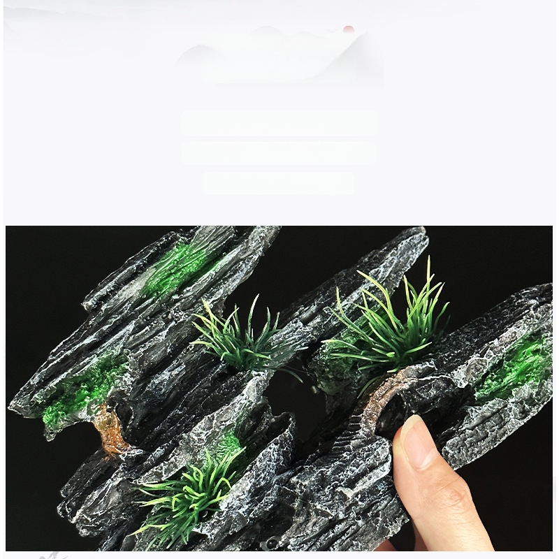 Set de peisaj pentru acvariu cu pietre decorative și plante acvatice – ornamente mici și peșteri ascunse