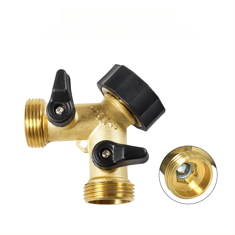 Conector din alamă de tip Y pentru țeava de apă, flux dual pentru irigare, conectare rapidă
