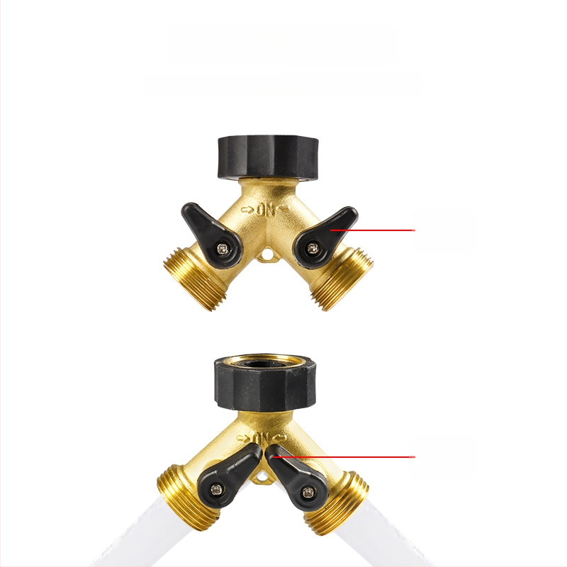 Conector din alamă de tip Y pentru țeava de apă, flux dual pentru irigare, conectare rapidă