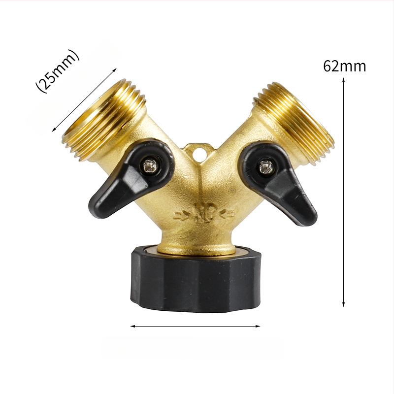 Conector din alamă de tip Y pentru țeava de apă, flux dual pentru irigare, conectare rapidă